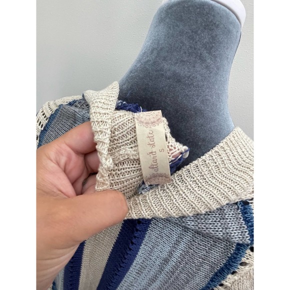 Altar'd State Blue Striped Knit Fringe Cardigan Size Small - Picture 6 of 6